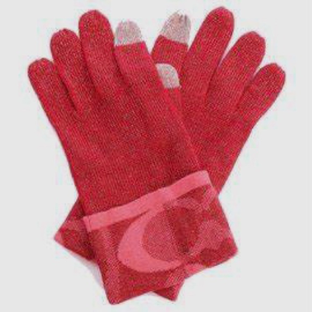 🆕 Coach red glitter tech winter gloves